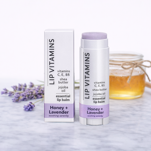 Lip Vitamins Essential Lip Balm – Honey + Lavender – Soothing Serenity