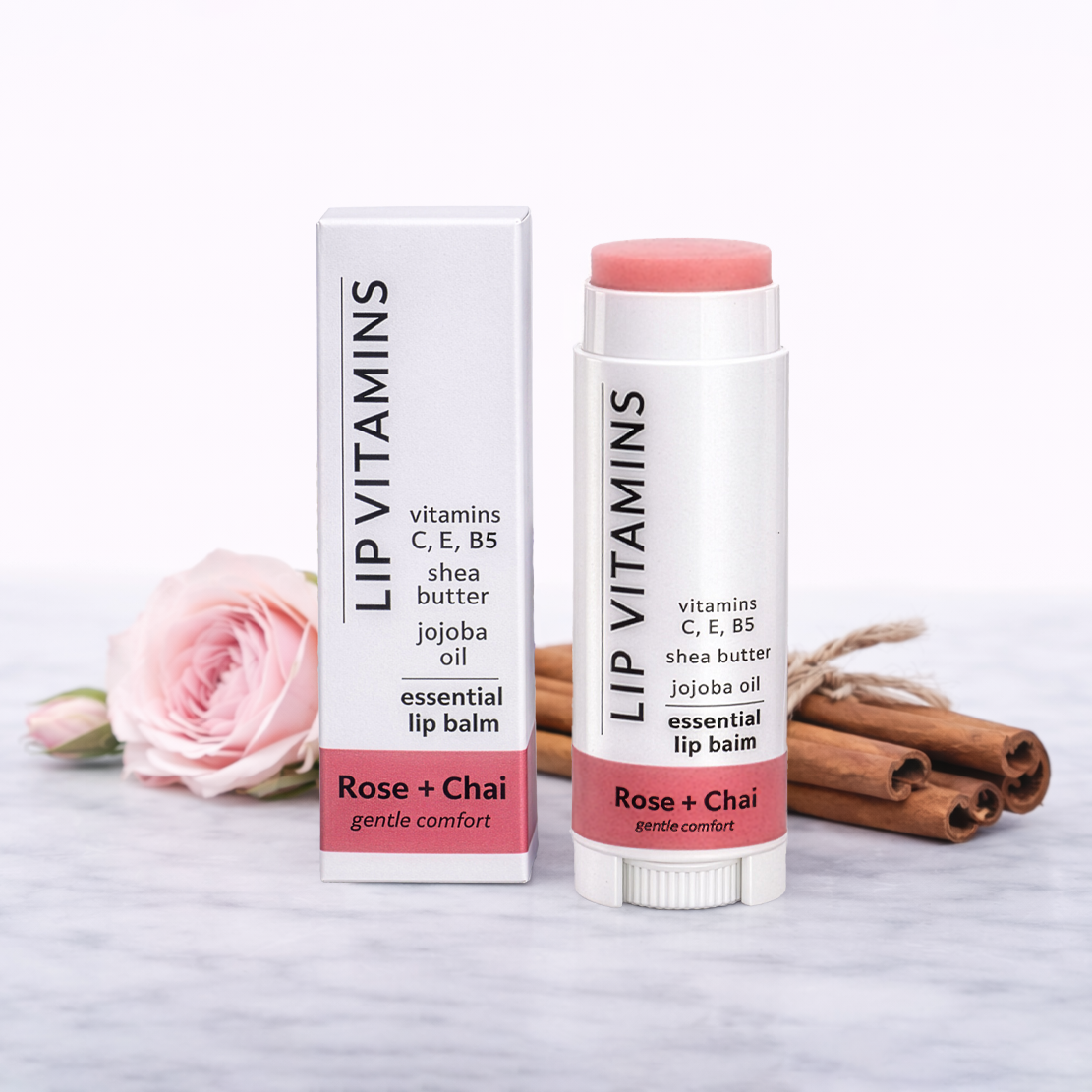 Lip Vitamins Essential Lip Balm – Rose + Chai – Gentle Comfort