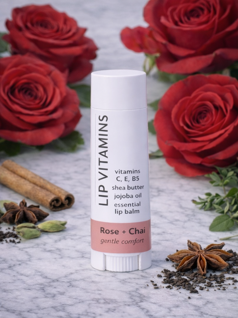 Lip Vitamins Essential Lip Balm – Rose + Chai – Gentle Comfort